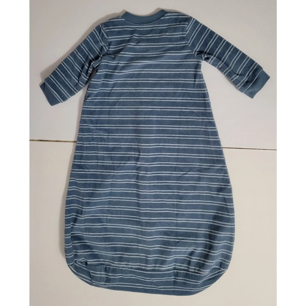 Carter's 9-12M Blue Striped Bear Fleece Sleep Sack Long Sleeve Wearable Blanket